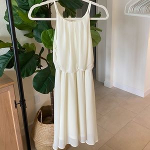 Cream chiffon midi dress